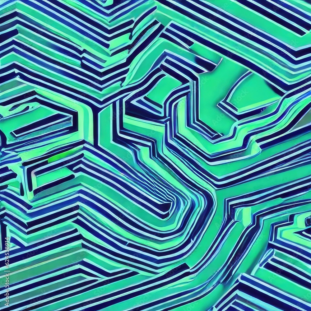 abstract background with green and purple lines as labyrinth. Data science visualizing