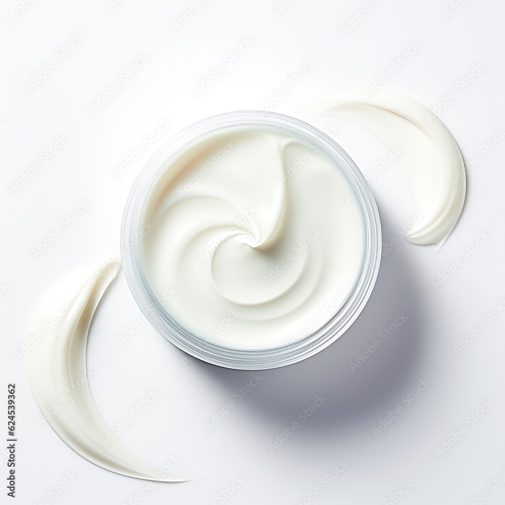 white cream jar texture white background beauty sphere