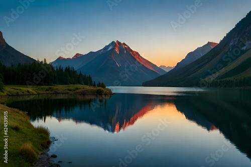 reflection of mountains in the lake generated ai © AD Collections