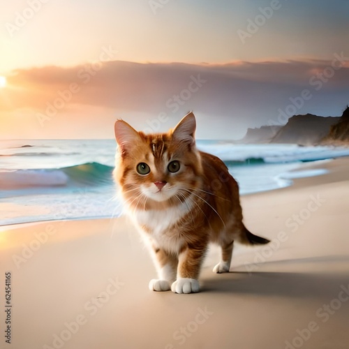 cat on the beach