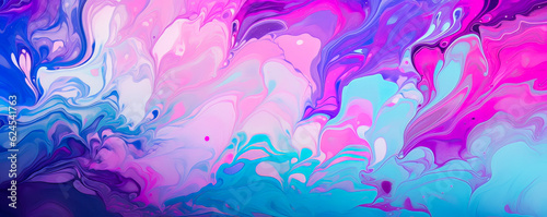 colorful image of a multi-colored liquid, flying and flowing, light purple and pink, bright saturated background. banner ready to use on the site. AI generation.