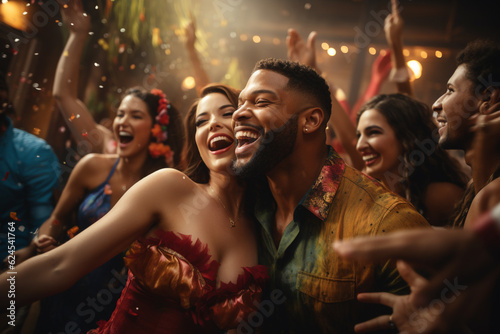 Nightlife Latin party, Celebration entertainment, dancing disco, reggaeton cumbia. traditional latin argentinian dance milonga, tango salsa bachata kizomba. Bright outfits, fun celebrate Carnaval