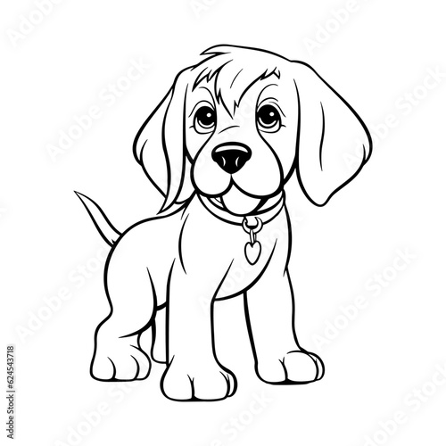 Dog Character Vector  Coloring Book Page with Dog  Coloring page outline of a cute puppy  coloring page with Animal character  activity book