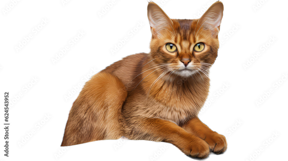 Obraz premium Curious Somali Cat Perched on a Tree Branch - Transparent Background