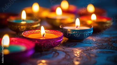 illustration of a burning candle of diya dedicated to Happy Diwali, the meaning of Diwali Fur Coats with a beautiful background. Indian holiday. a burning candle.