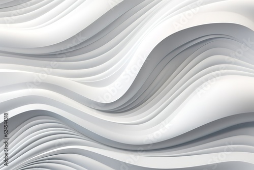 3D illustration white seamless pattern waves light and shadow. Wall decorative panel