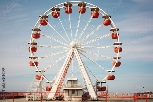 White abandoned Ferris wheel. High quality photo