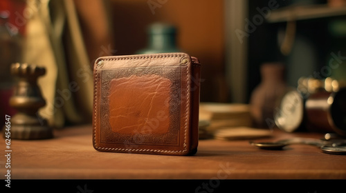 Premium wallet leather on the desk