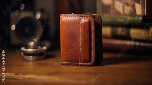 Premium wallet leather on the desk