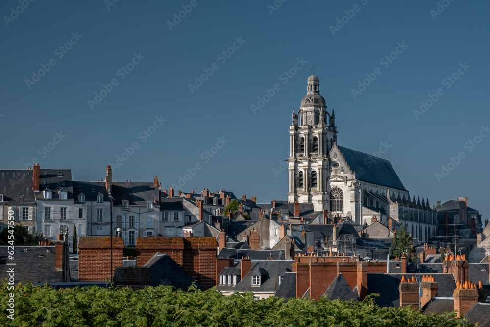 Blois Cathedral overlooking the city above the rooftops Blois Cathedral overlooking the city above the rooftops