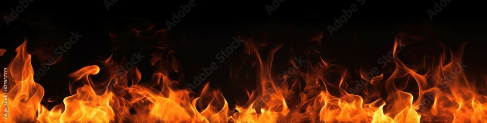 Fire flames and sparks on black background. Generative AI Fire flames and sparks on black background. Generative AI
