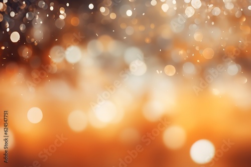 Abstract blurry orange color for background, Blur festival lights outdoor celebration and white bokeh focus texture decorative