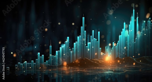 3D rendering of stock market or forex trading graph on digital screen