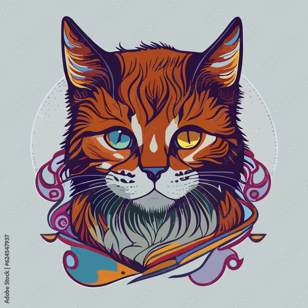 Whisker Wonderland: Vibrant and Cute Cat Face Whisker Wonderland: Vibrant and Cute Cat Face