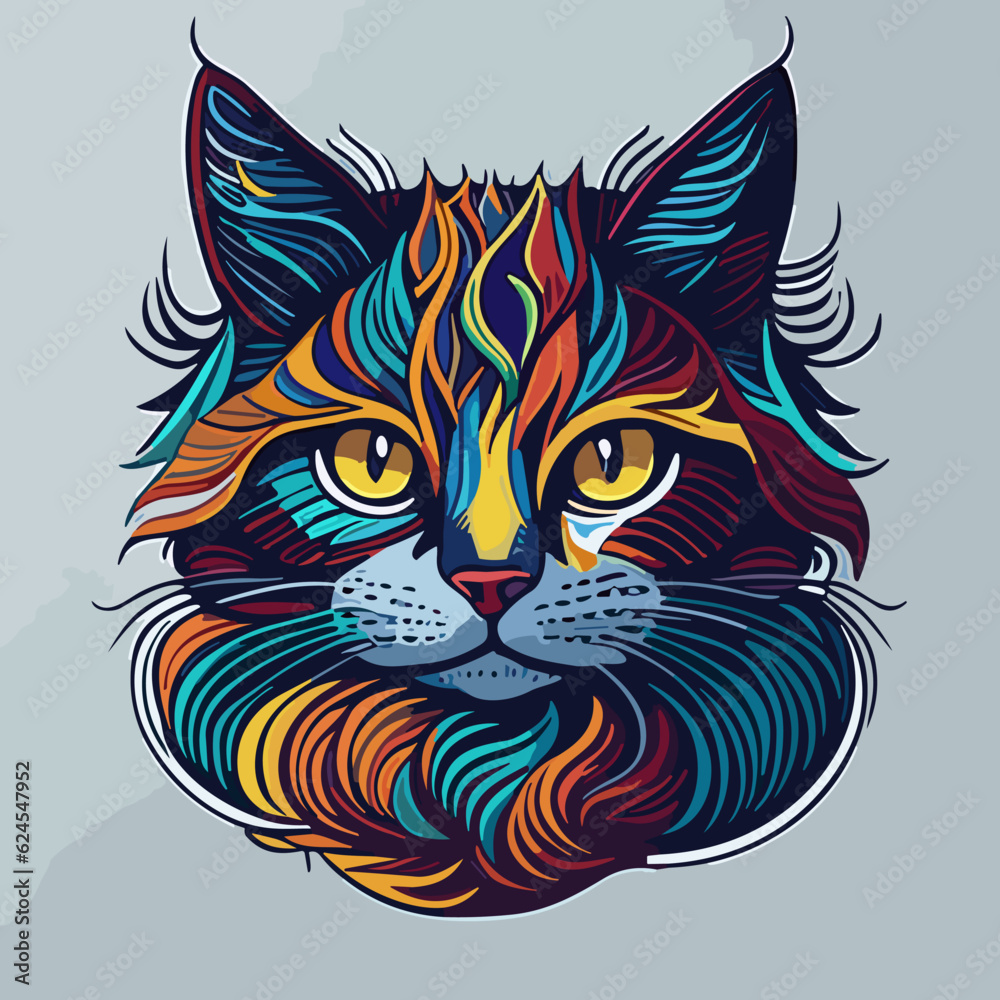 Whisker Wonderland: Vibrant and Cute Cat Face