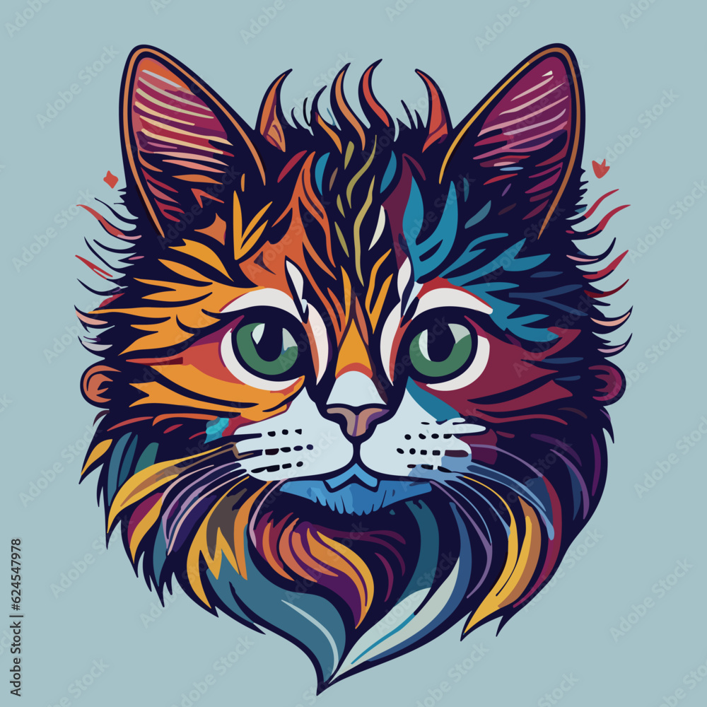 Fototapeta premium Whisker Wonderland: Vibrant and Cute Cat Face