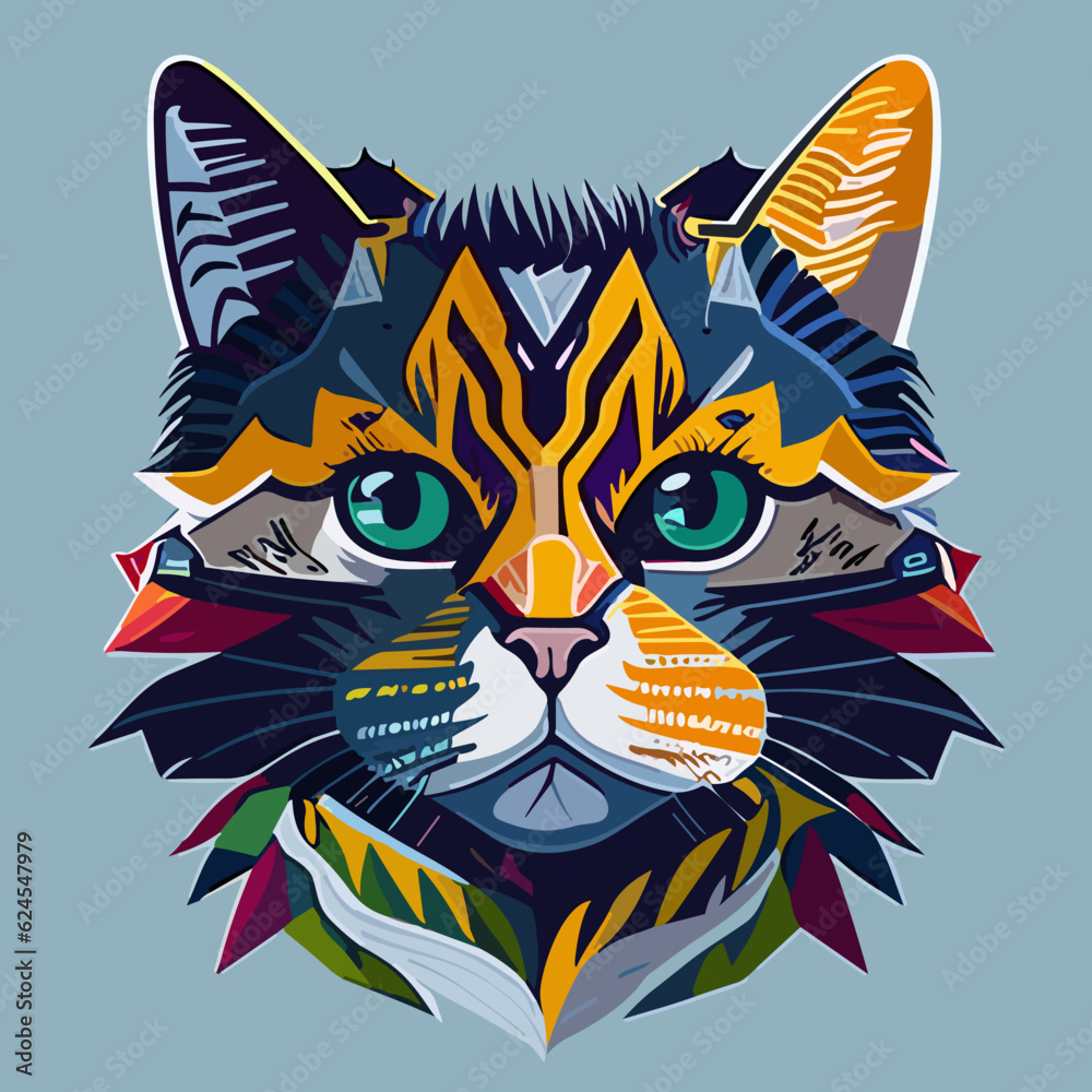 Whisker Wonderland: Vibrant and Cute Cat Face