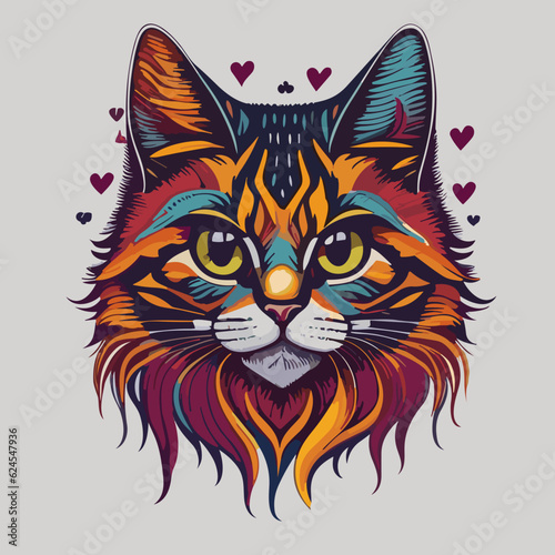 Whisker Wonderland  Vibrant and Cute Cat Face
