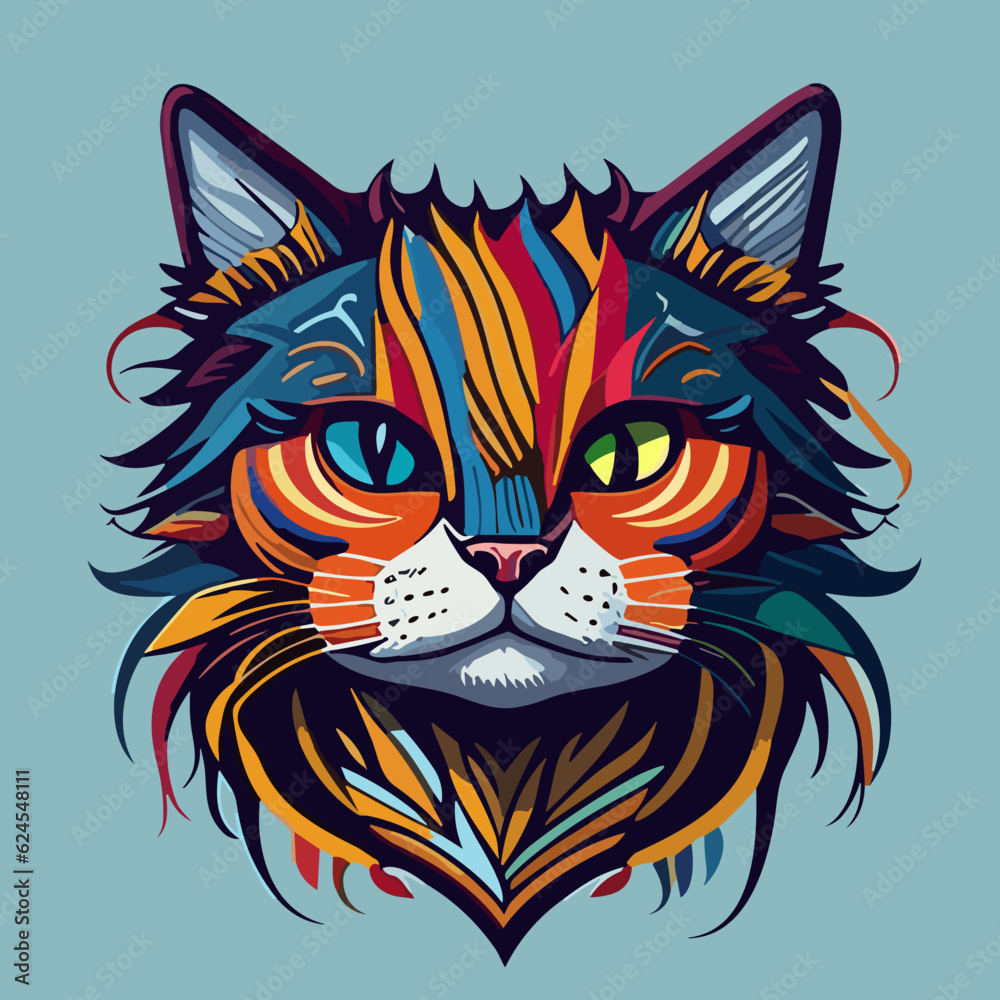 Whisker Wonderland: Vibrant and Cute Cat Face