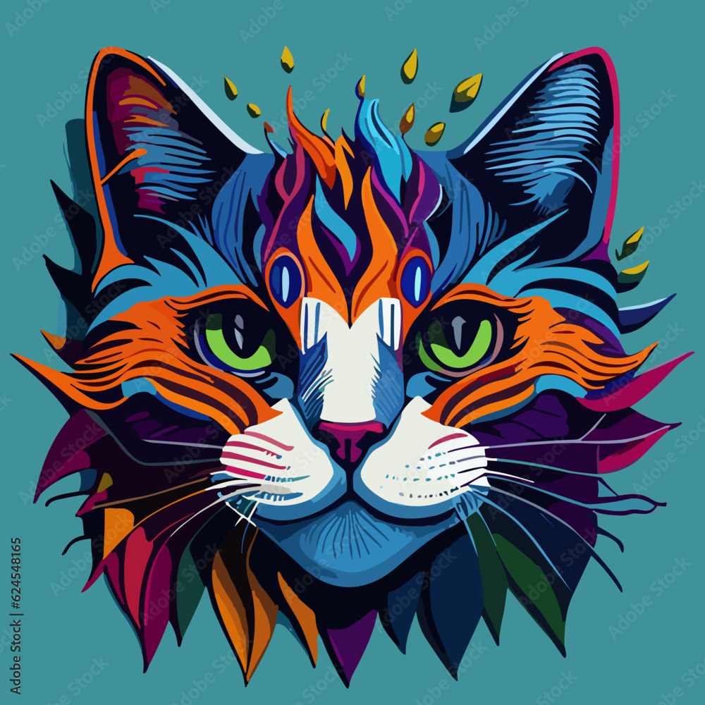 Whisker Wonderland: Vibrant and Cute Cat Face Whisker Wonderland: Vibrant and Cute Cat Face