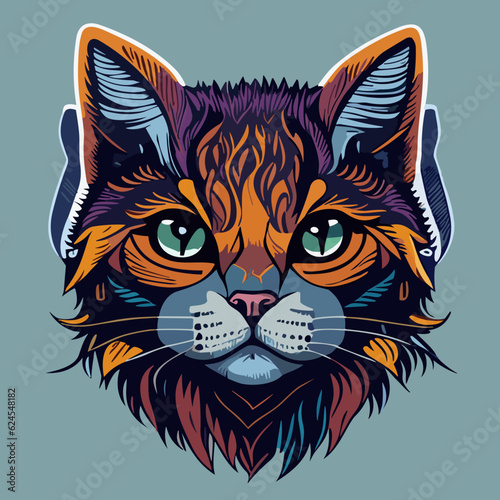 Whisker Wonderland: Vibrant and Cute Cat Face © Freya