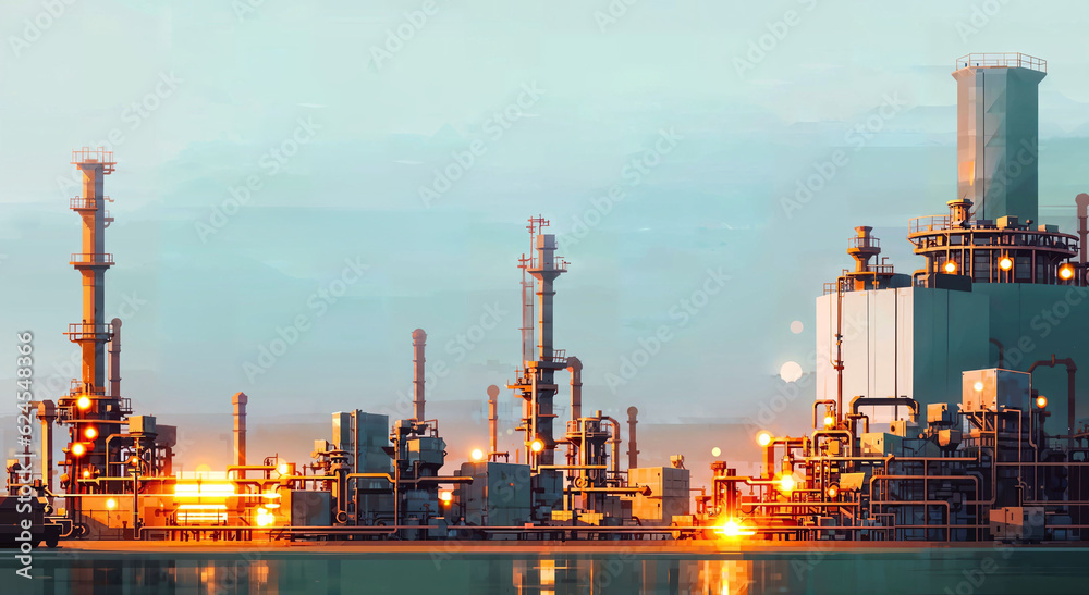 illustration digital painting of mega big factory, generative AI illustration digital painting of mega big factory, generative AI