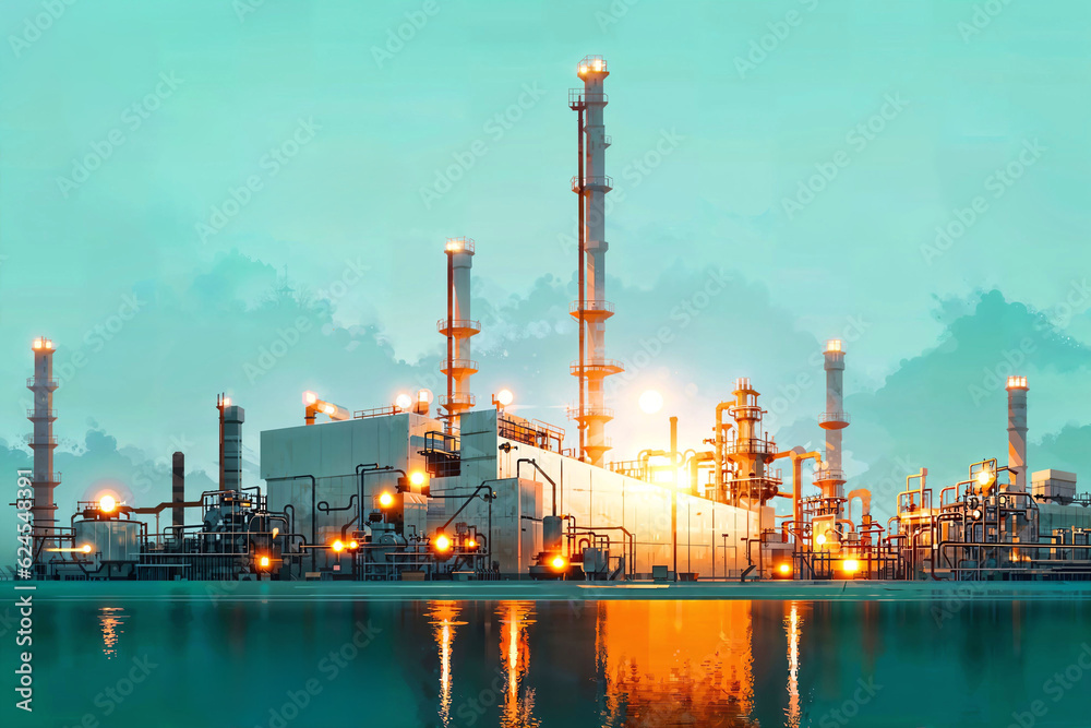 illustration digital painting of mega big factory, generative AI illustration digital painting of mega big factory, generative AI