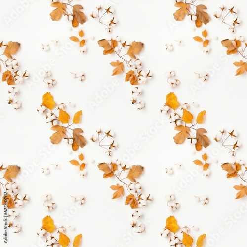 Seamless pattern with cotton flowers.