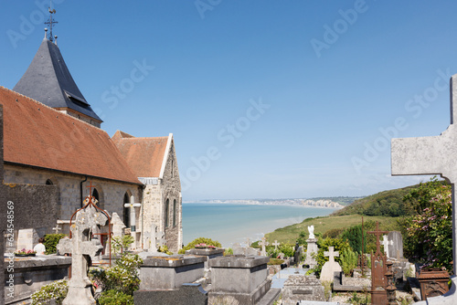 Foto cimetière marin de Varengeville sur Mer, vu sur Dieppe