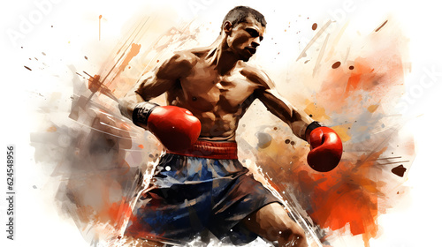 illustration représentant un boxeur en plein combat photo