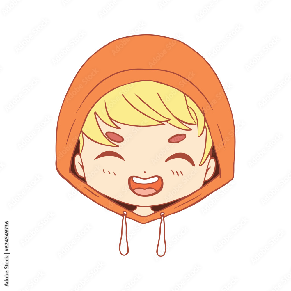 Vector Cartoon face Chibi Boy Character isolated illustration Vector Cartoon face Chibi Boy Character isolated illustration
