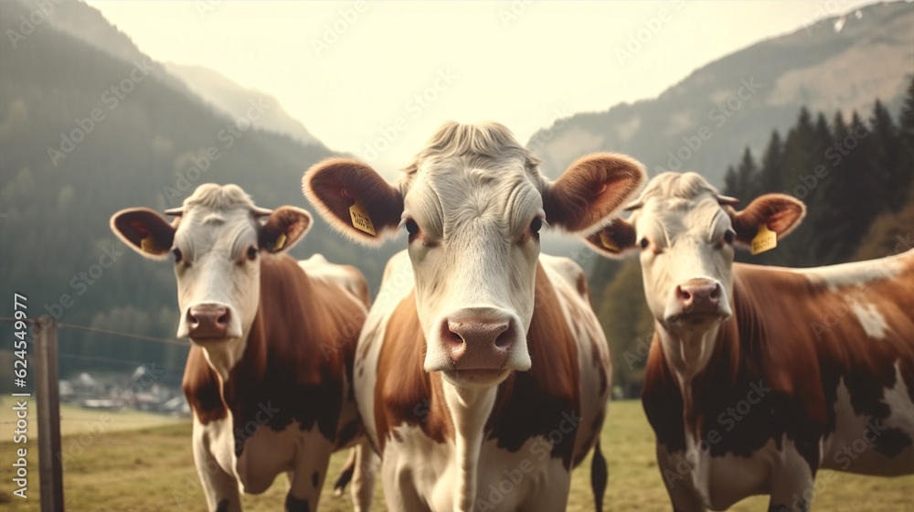 pasture agricultural meadow cow farming cattle animal livestock grass nature. Generative AI. pasture agricultural meadow cow farming cattle animal livestock grass nature. Generative AI.