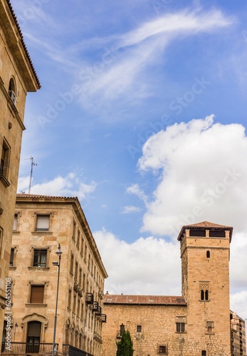 Torre del aire, fermoselle palace detail in constitution plaza in Salamanca Spain. No people  photo