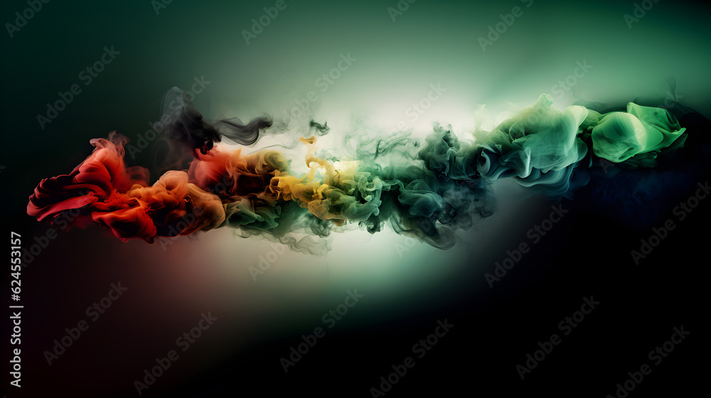 Fototapeta premium Mystic colorful smoke wafts of mist aqua explosion floating colors, generative ai