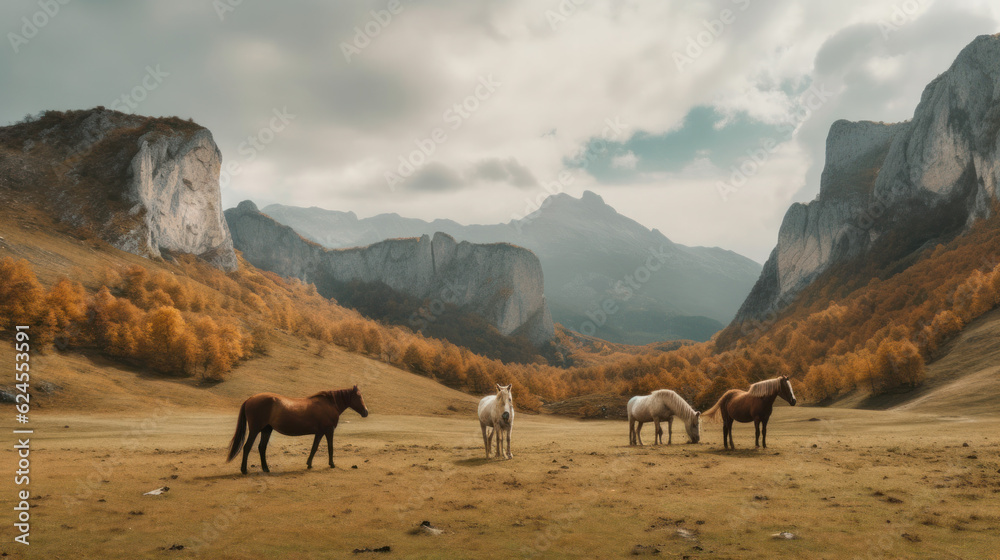 Incredibly beautiful pastures Plains and mountains. Generative AI 