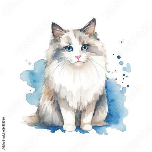Watercolor Ragdoll Cat