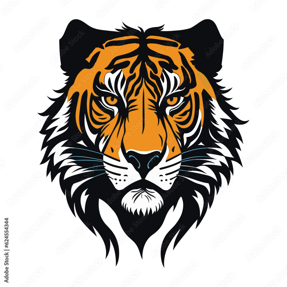 tiger head  on face mascot vector illustration