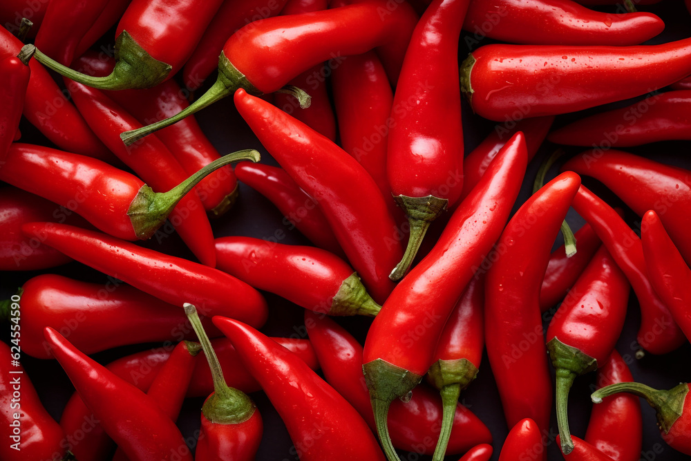 Red chilly peppers seamless background. High quality photo