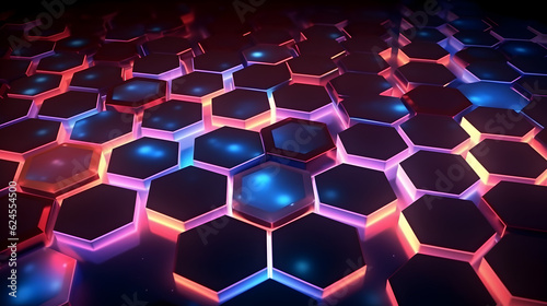 Glowing Geometric Delights: Colorful Background with Luminous Shapes and Laser Beams, generative ai