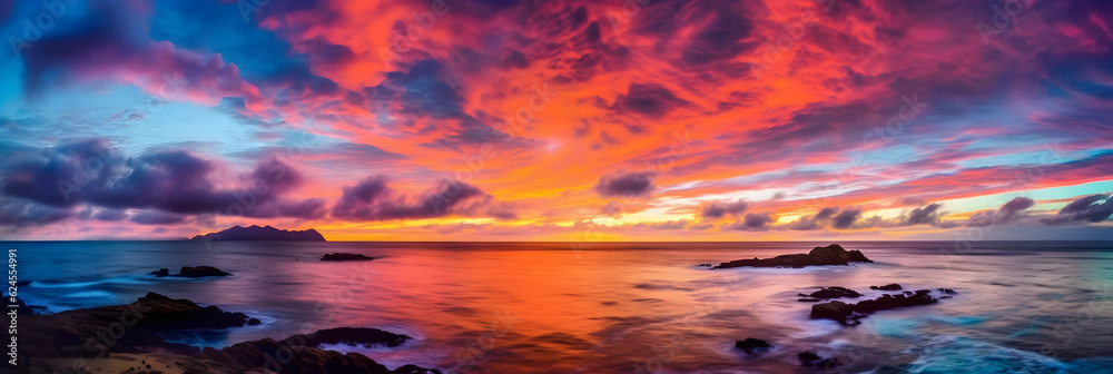 Sunset at the beach, generative ai Sunset at the beach, generative ai