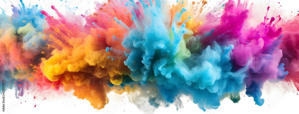 Wide Holi Color Splash: Explosive Burst of Vibrant Colors, generative ai 