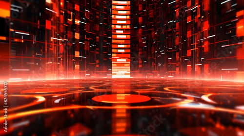 abstract background with red server lights, generative ai
