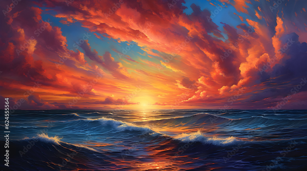 sunset over the sea, generative ai