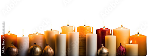 burning candles isolated on transparent background