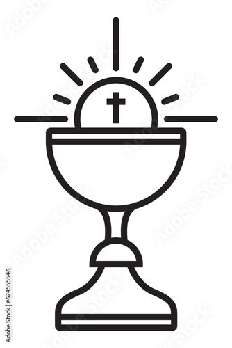 holy eucharist vector icon, host vector, holy supper vector, line art