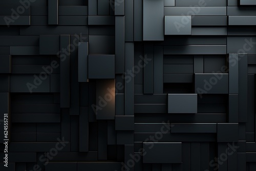 Futuristic, High Tech, dark background, with a rectangular block structure. Wall texture with a 3D rectangle tile pattern