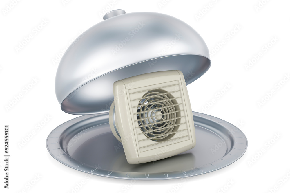 Naklejka premium Restaurant cloche with extractor fan for bathroom or kitchen. 3D rendering