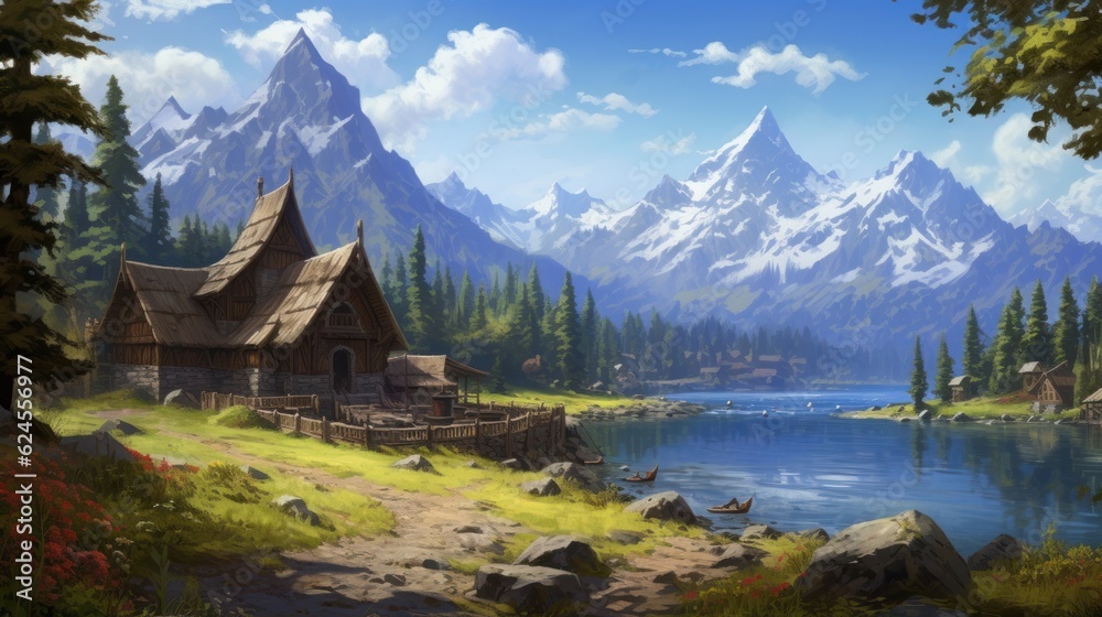 Fototapeta premium Role Playing Game Landscape with secret unknown places Artwork