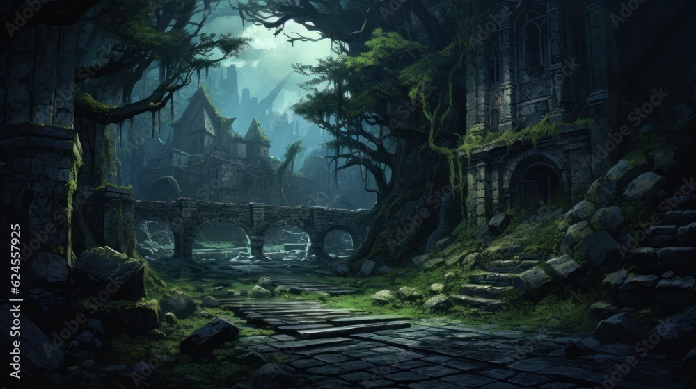 Role Playing Game Landscape with secret unknown places Artwork Role Playing Game Landscape with secret unknown places Artwork