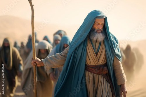 Moses leads the Jews through the desert, Moses led his people to the Promised Land through the Sinai desert. Religion Bible, History. Escape.